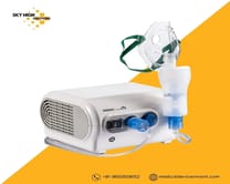 Patient using a nebulizer safely at home
